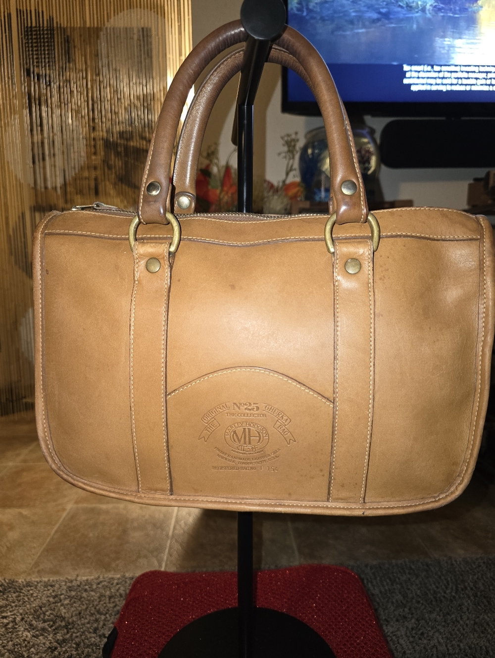 Tan Leather Top-Handle Men's Briefcase